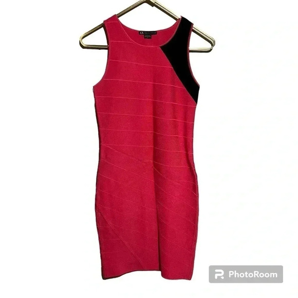 Armani Exchange Fitted Hot Pink Dress Bodycon Knit Bandage Size Small S - Picture 1 of 11